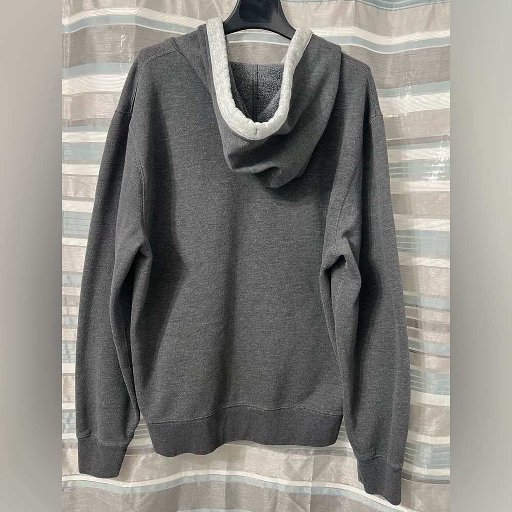 J. Crew Authentic Fleece Pullover Gray Hoodie with Button Detail - Picture 2 of 7